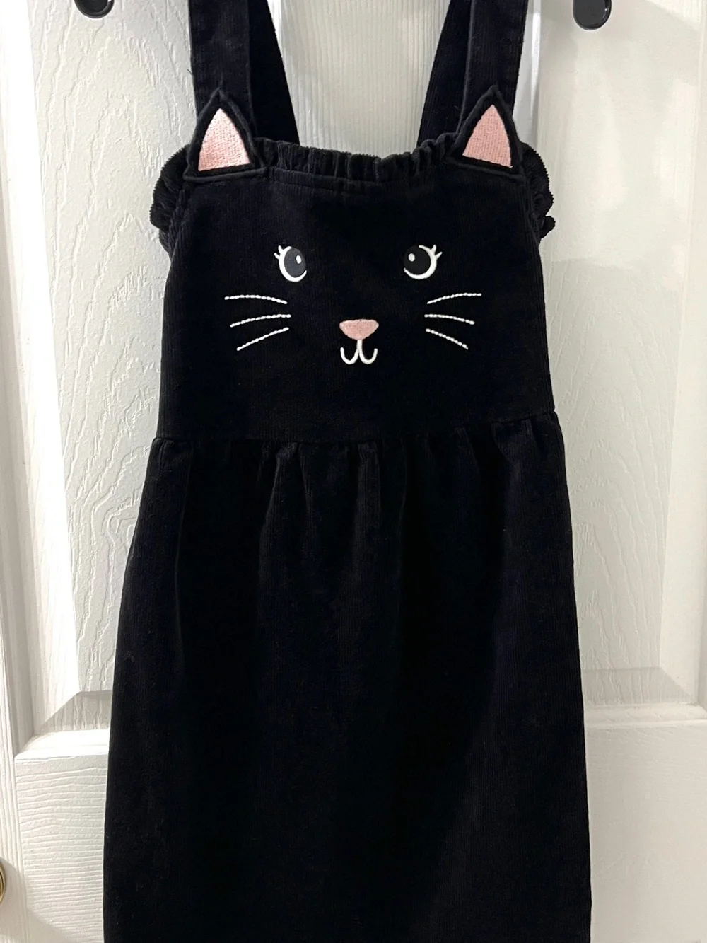 Gymboree Girls Embroidered Cat Cotton Corduroy Cotton Jumper Black Dress Sz 10
